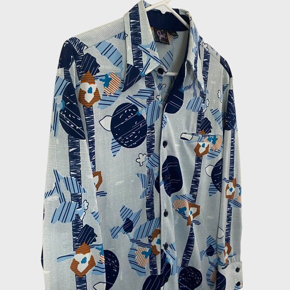Vintage Joel California Abstract Retro Disco Button-Up Shirt Men's Medium Rare - Picture 4 of 11